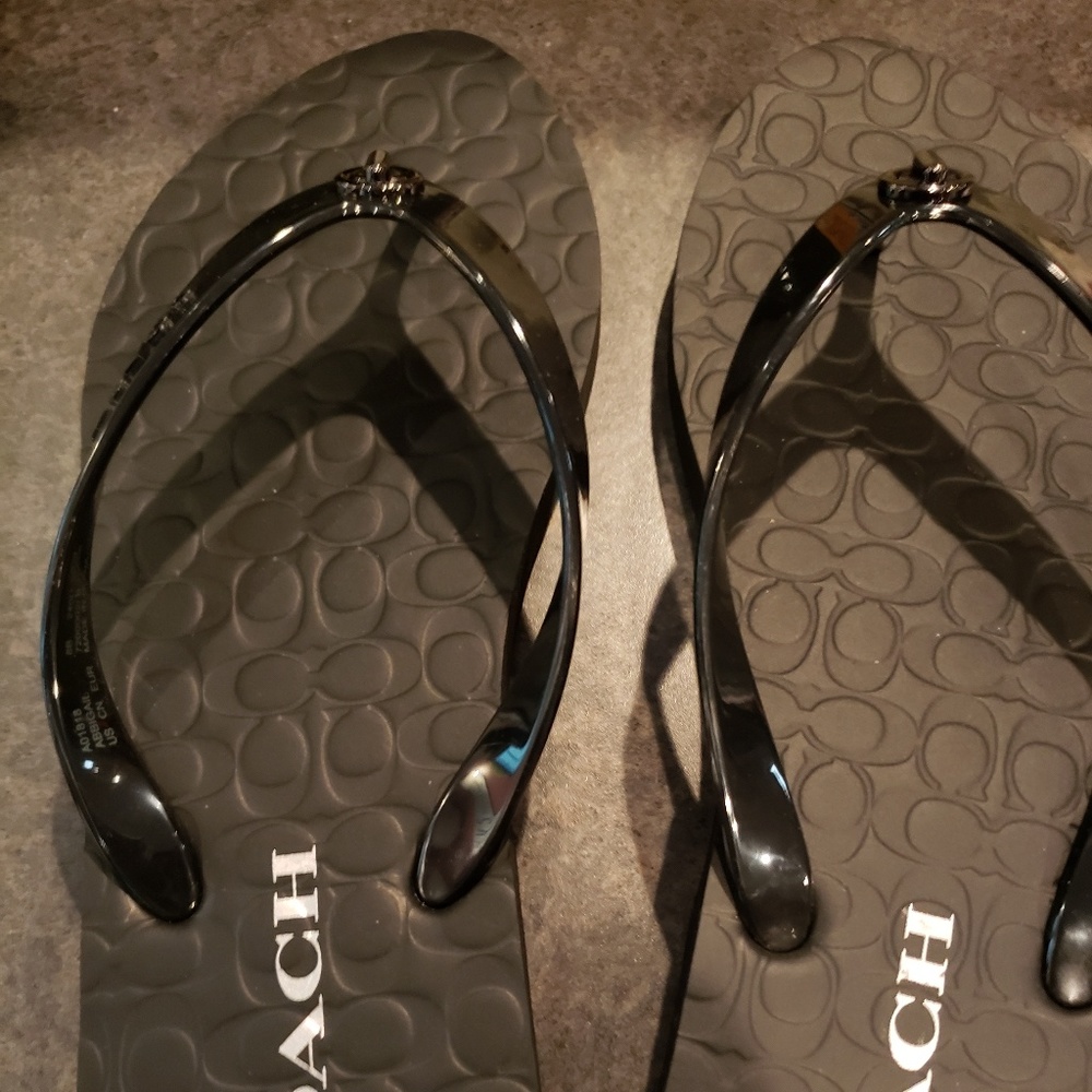 Coach Black Flip Flops